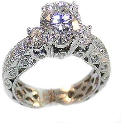 Ladies 925 Sterling Silver Engagement Ring